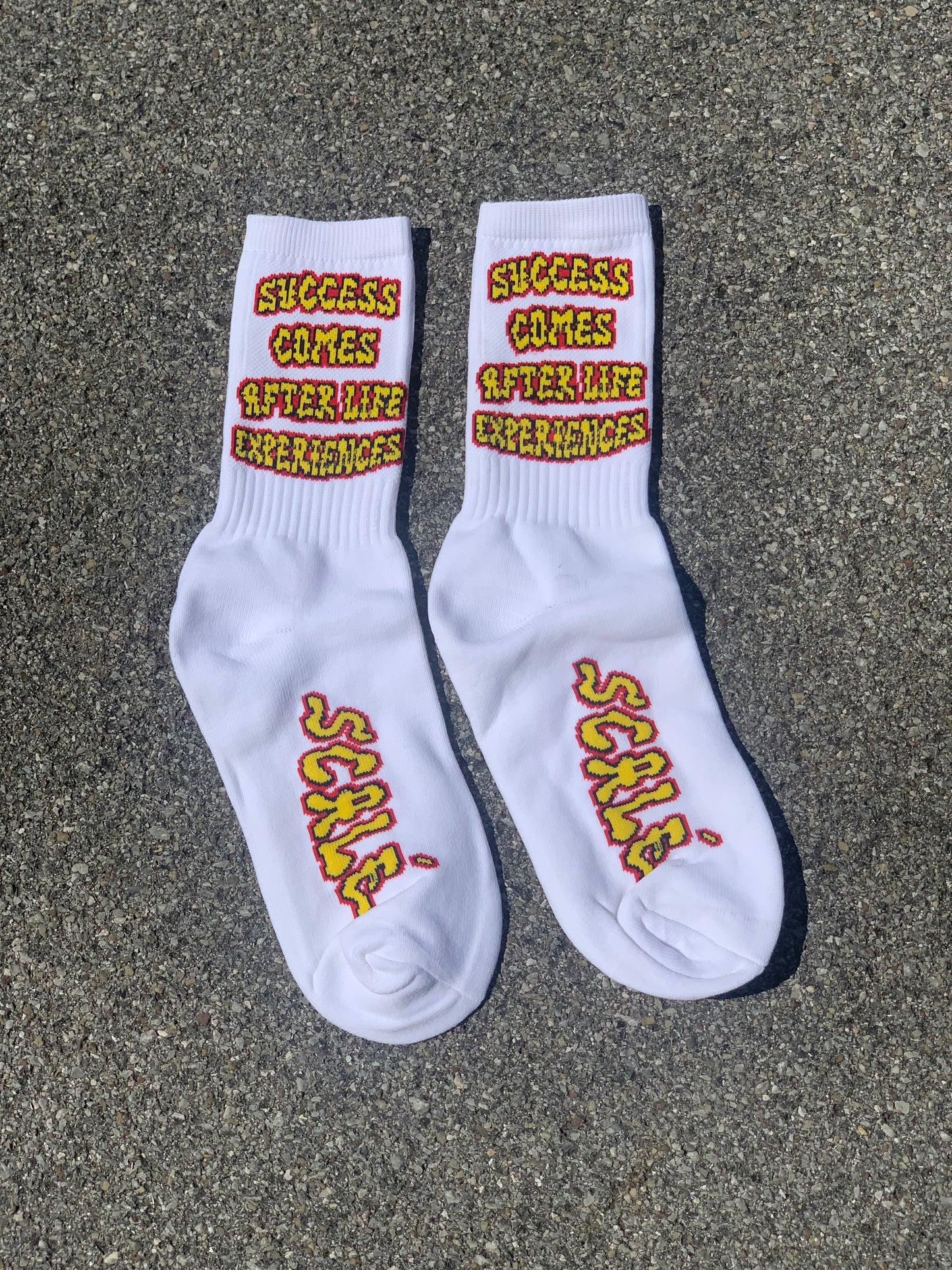 Success Comes After Life Experience socks-White